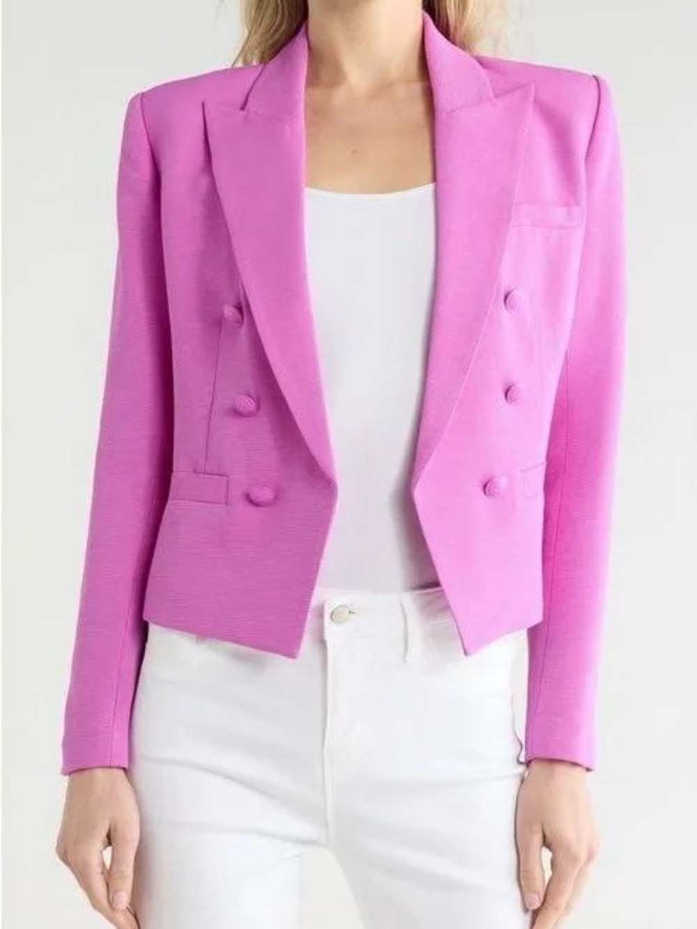 L'AGENCE Brooke Texture Double Breasted Crop Blazer